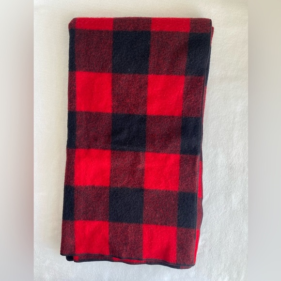 Vintage Pearce WOOLRICH Wool BLANKET Buffalo Check Red BLACK 56x60 Whip Stitch - Picture 2 of 7